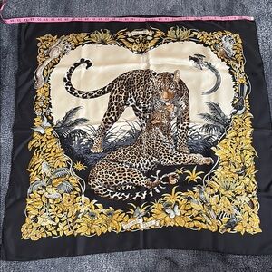 Hermes Leopard Print Silk Scarf